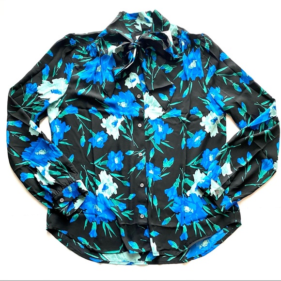 NWT J Crew Long Sleeve Floral Bow Top - Picture 6 of 15